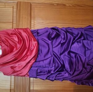 Elegant Express Coral and Purple Draped Dress